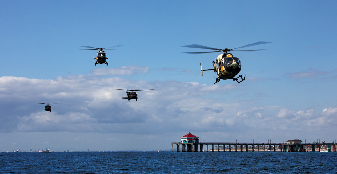 Helicopter tour viewing Pacific Air Show performance